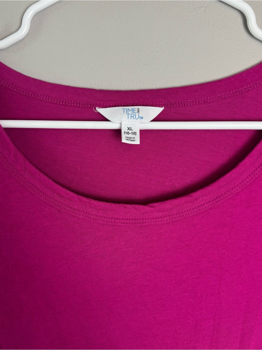 Time and Tru Scoop Neck Tiered Magenta Pink Dress Size XL - Picture 6 of 8